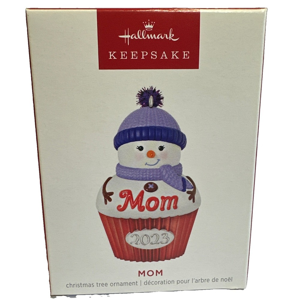 Hallmark 'Mom' Snow Woman In Cupcake 2023 Ornament New In Box